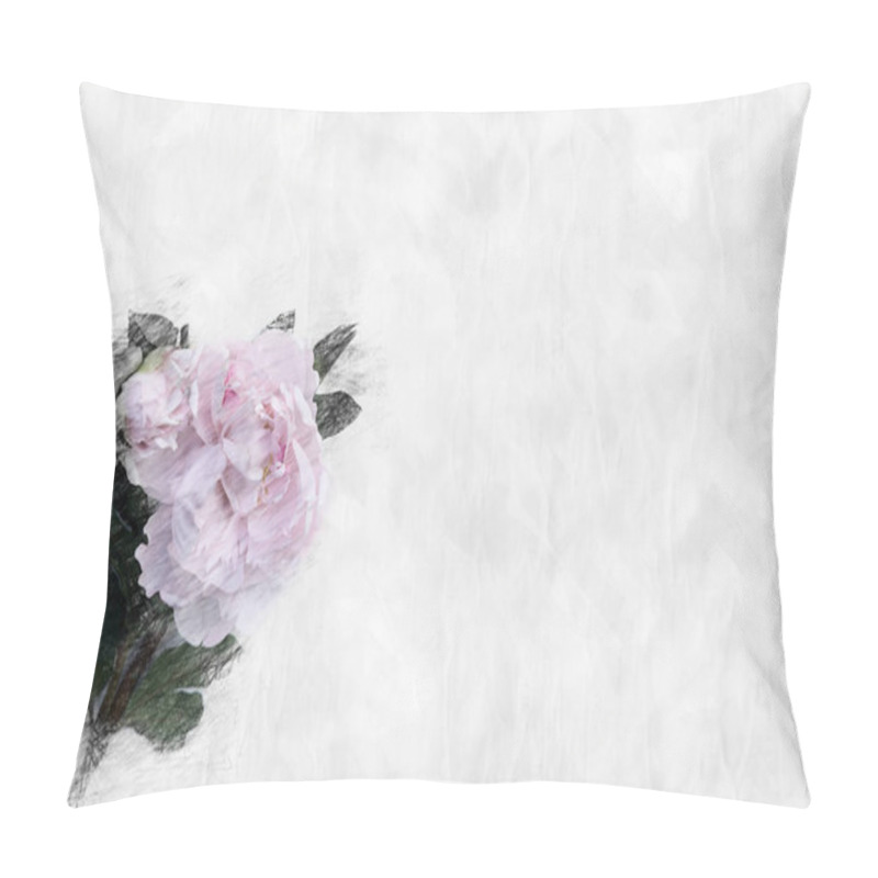 Personality  Pink Flower On White Background In Pencil Drawing Style Pillow Covers