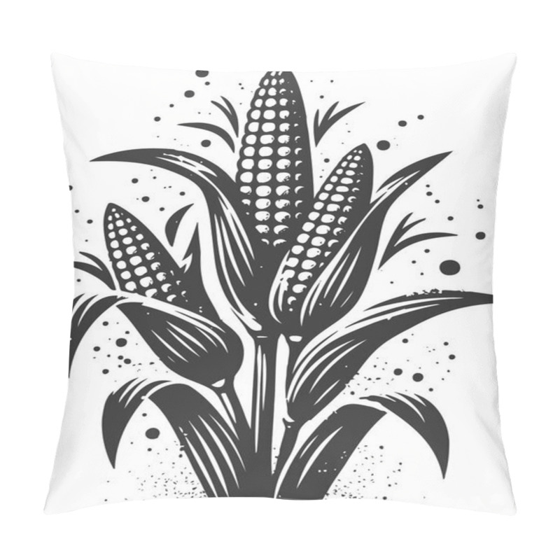 Personality  Stencil Drawing Big Corn Harvest Stencil With Splashes And Blots Pillow Covers