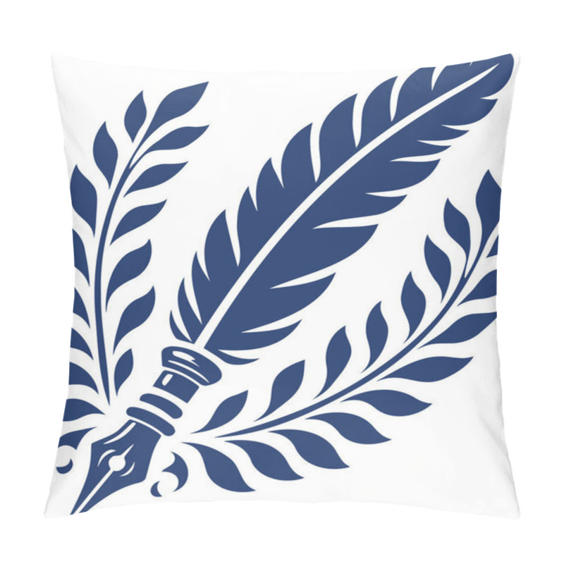 Personality  Illustration Of A Quill Pen With Laurel Branches In A Classic Engraving Style Suitable For Literary And Academic Use Pillow Covers