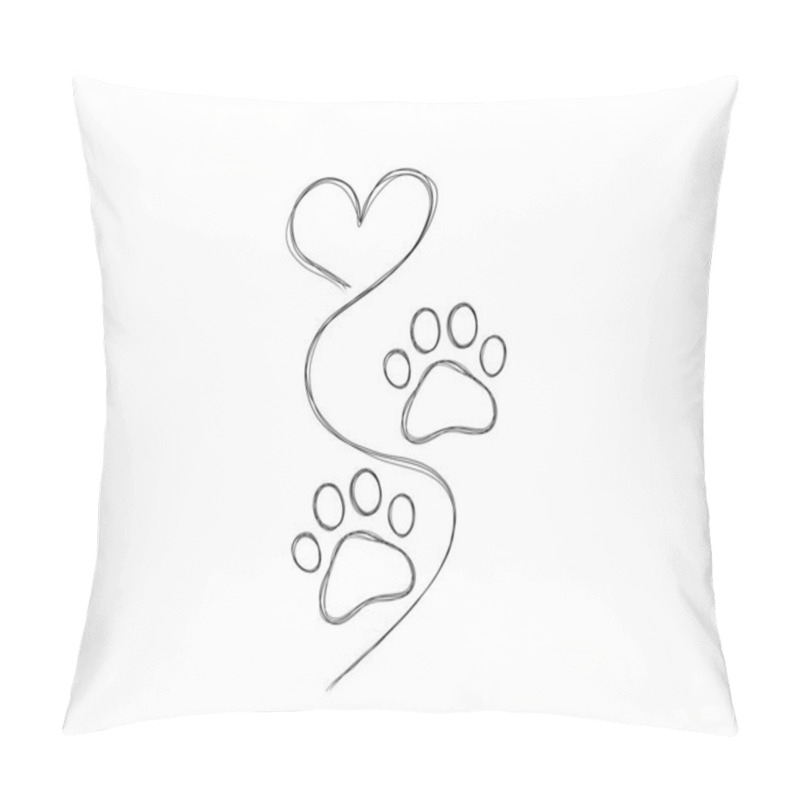 Personality  Line Art Illustration Pet Care, Dog Footprint. Dog Paw Tattoo Idea, Dog Footprint Pillow Covers