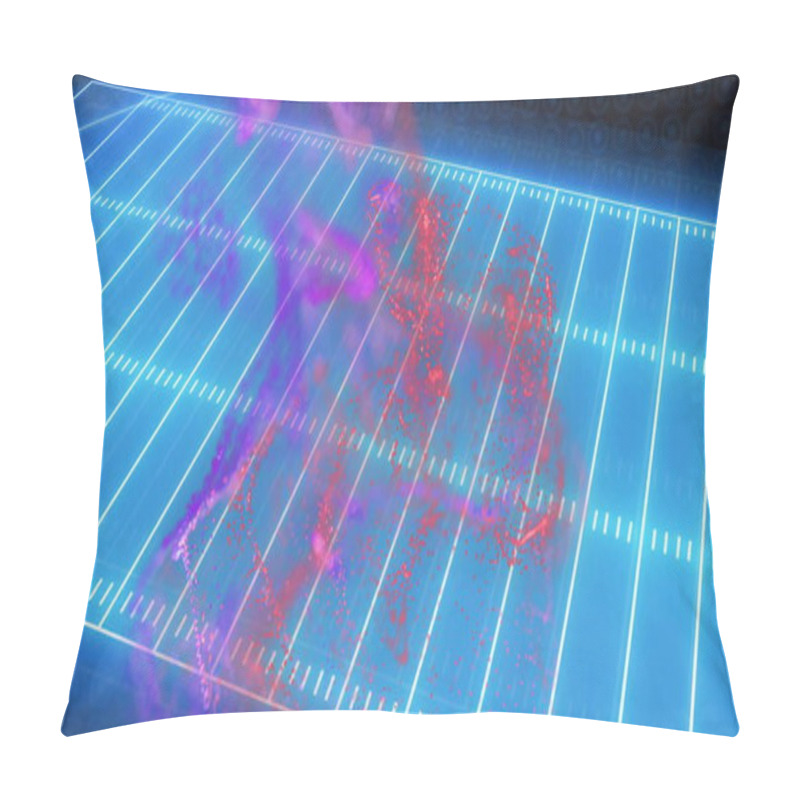 Personality  Data Visualization And Analysis Over Football Field Image. Analytics, Sports, Technology, Metrics, Infographic, Performance Pillow Covers