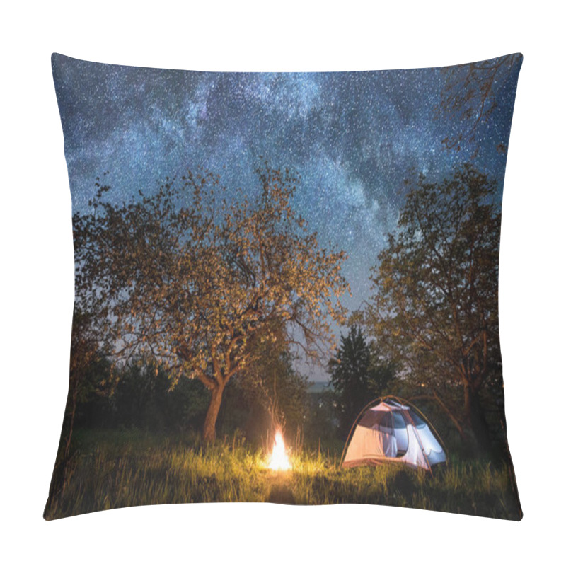 Personality  Tourist Tent Near Campfire Pillow Covers