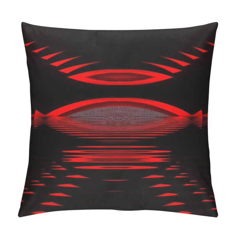 Personality  Vivid Red Sieve Patterns Contemporary Curved Patterns And Design On A Black Background Pillow Covers