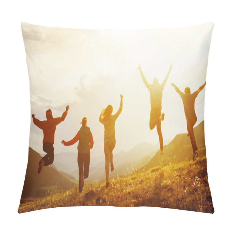 Personality  Group Of Happy Friends Run And Jump Pillow Covers