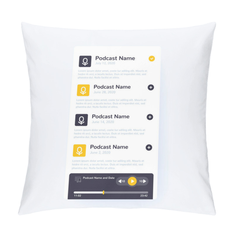 Personality  Podcast App And Player, Mobile Ui Design Pillow Covers