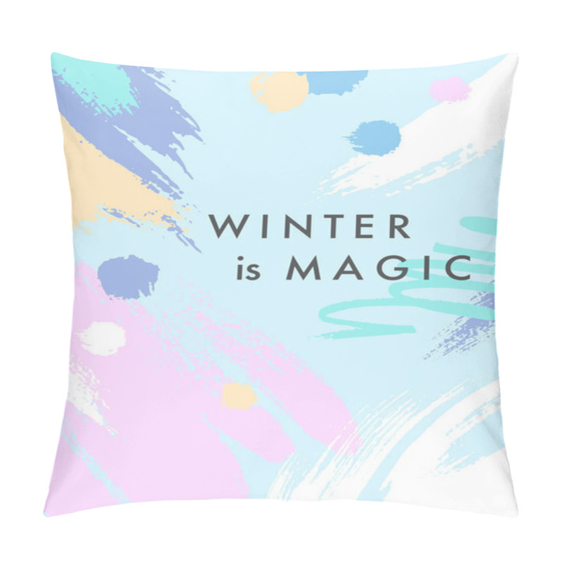 Personality  Trendy Winter Poster With Hand Drawn Shapes And Textures In Soft Pastel Colors.Unique Graphic Design Perfect For Prints,flyers,banners,invitations,special Offer And More.Modern Vector Illustration. Pillow Covers