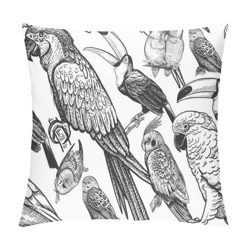 Personality  Seamless Vector Background With Parrots. Pillow Covers