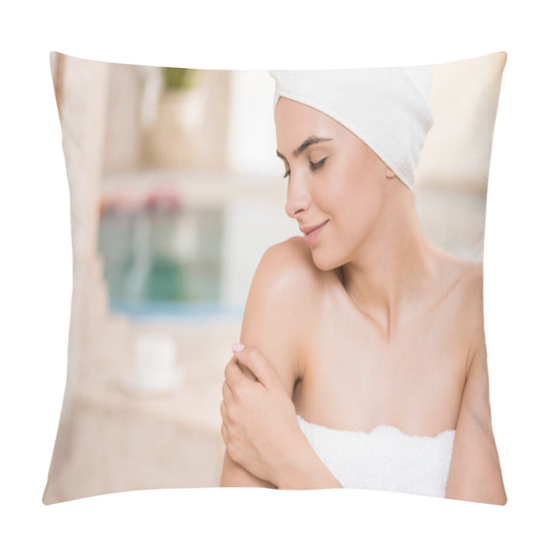 Personality  Woman Relaxing After Spa Procedures Pillow Covers