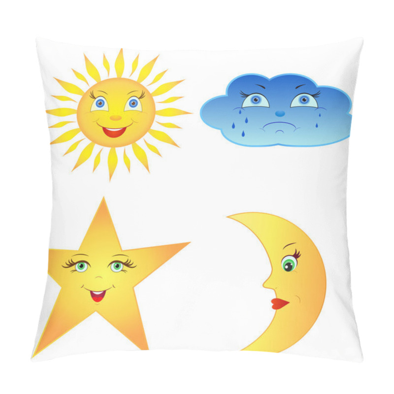 Personality  The Comical Sun, The Moon, The Cloud And Star Pillow Covers