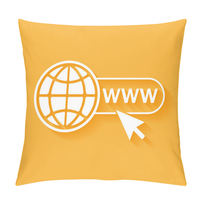 Personality  White Website Icon On Orange Pillow Covers