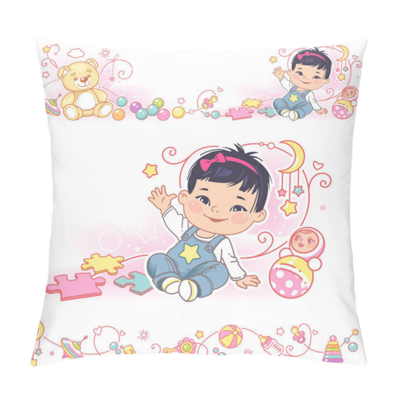 Personality  Baby And Toys Borders. Decorative Elements Frame. Pillow Covers