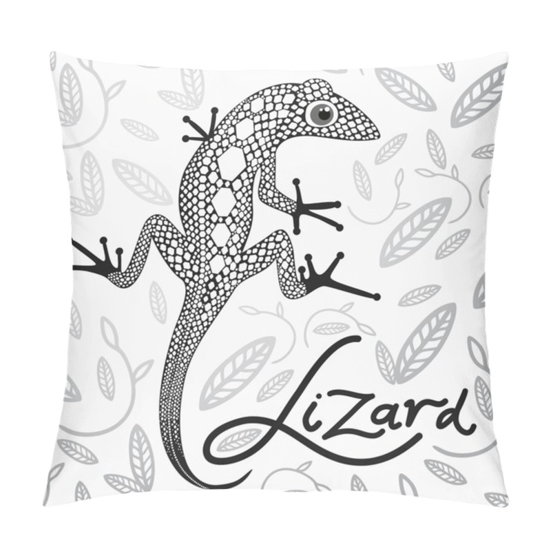 Personality  Lace Lizard In The Background With Decorative Leaves Pillow Covers