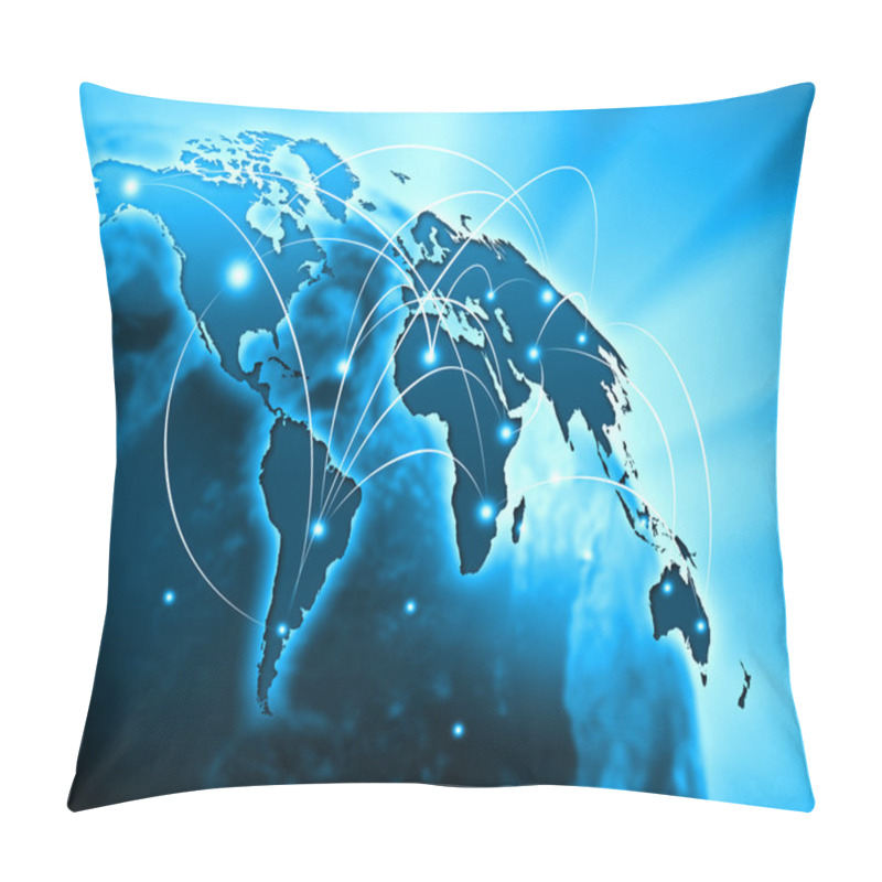 Personality  Blue Image Of Globe Pillow Covers