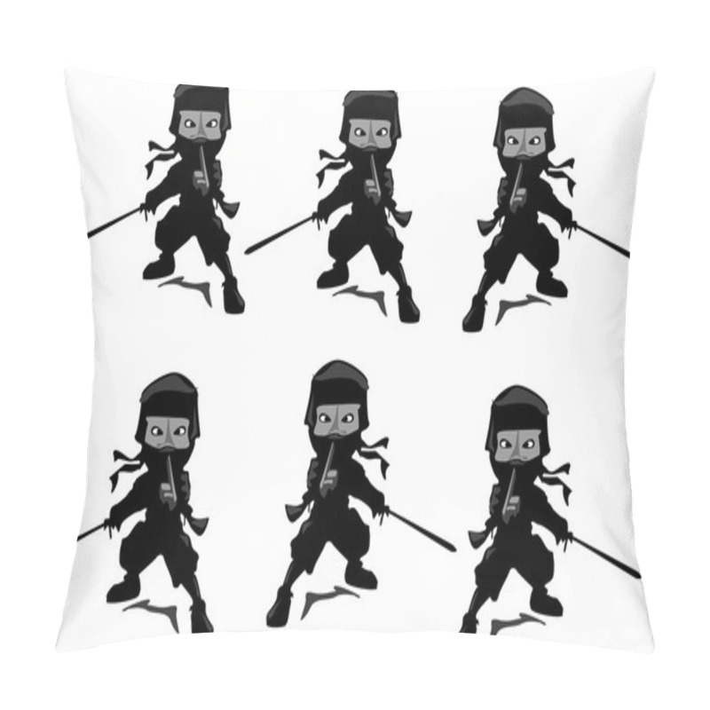 Personality  The Set6 Of Mini Ninja Warrior Vector Illustration Pillow Covers