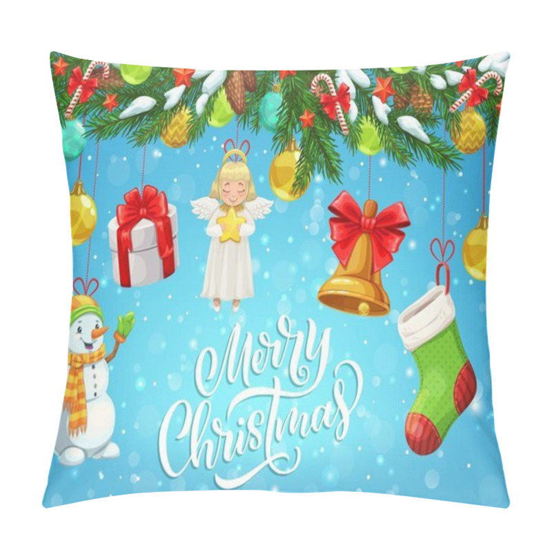 Personality  Christmas Gift, Snowman, Bell Hanging On Xmas Tree Pillow Covers