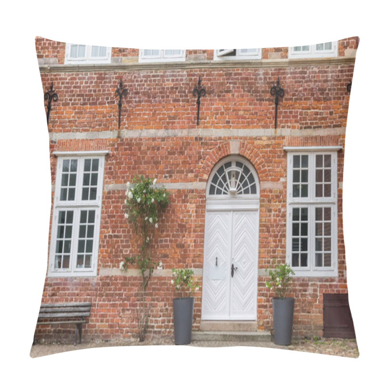 Personality  White Door And Windows Of The Historic Castle In Husum, Germany Pillow Covers