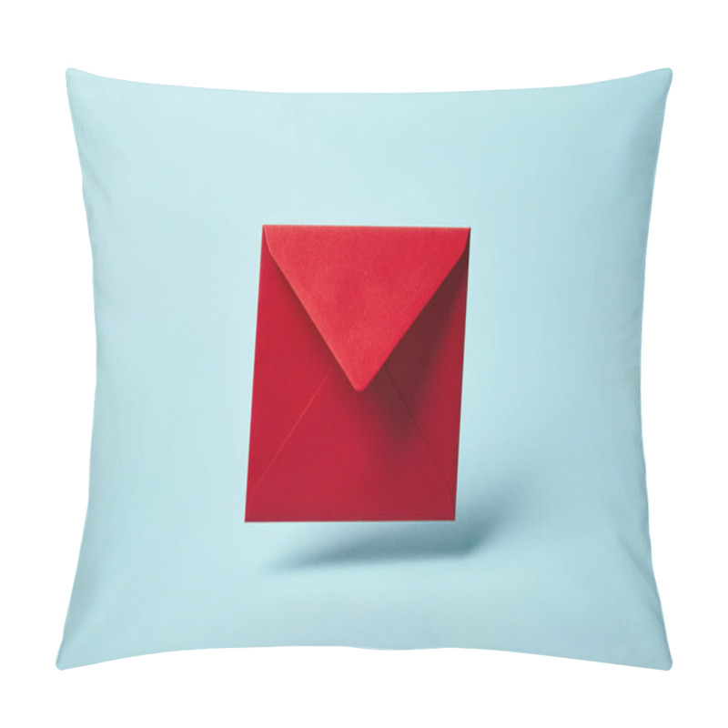 Personality  Red And Bright Envelope On Blue Background With Copy Space  Pillow Covers