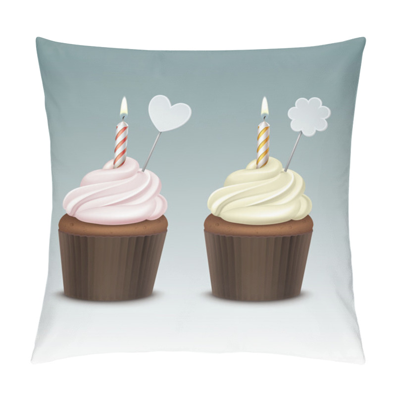 Personality  Birthday Cupcake With Whipped Cream And Candle Pillow Covers