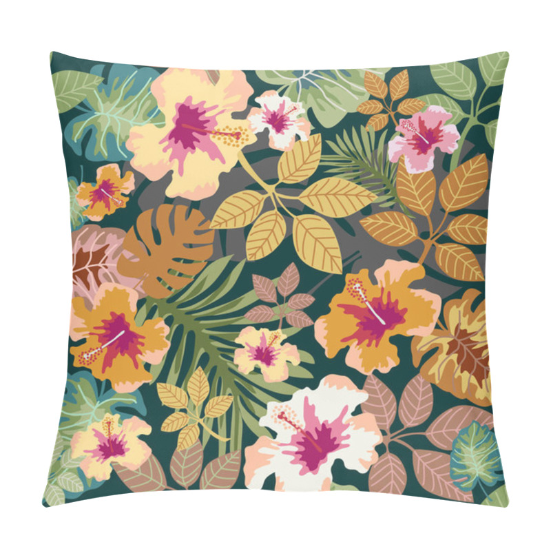 Personality  Exotic Tropical Plants On Dark Grey Background.  Pillow Covers