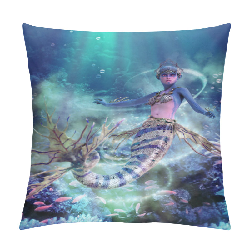 Personality  3D Computer Graphics Of A Purple Blue Mermaid Pillow Covers