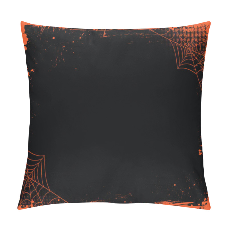 Personality  The Vector Horizontal Halloween Banner Blank Yellow Template Background With Grunge Black Border And Spider Net Pillow Covers