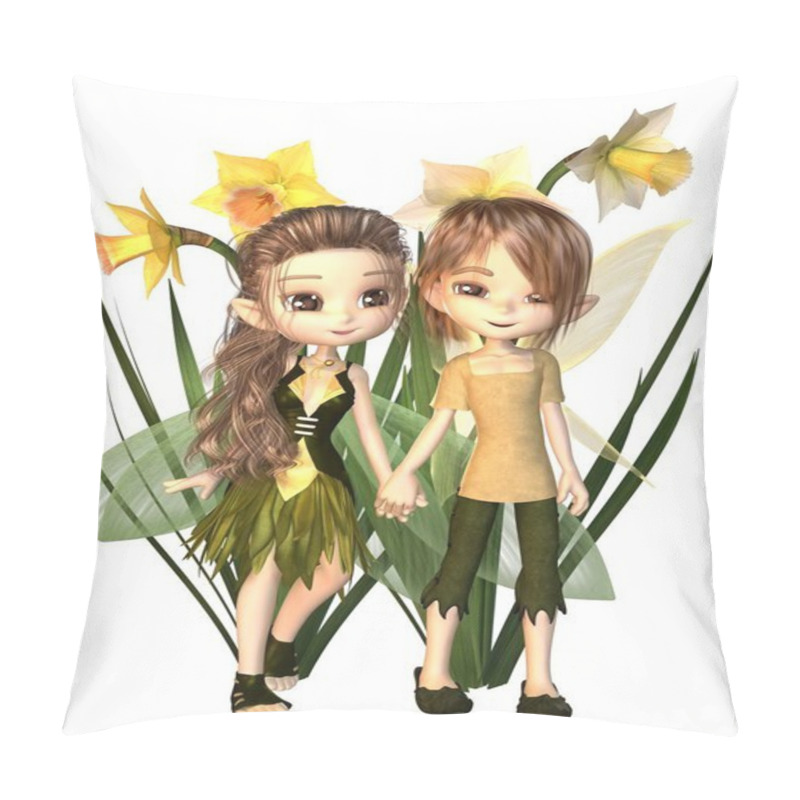 Personality  Cute Toon Daffodil Fairy Boy And Girl Pillow Covers