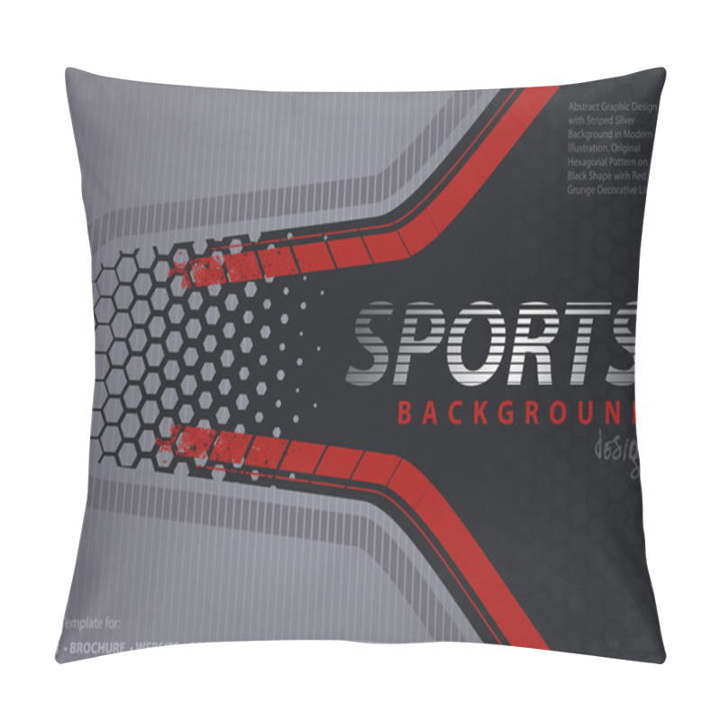 Personality  Modern Abstract Background In Sport Style With Silver Lined Pattern And Red Decorative Stripes On Black - Modern Graphic Design, Vector Pillow Covers