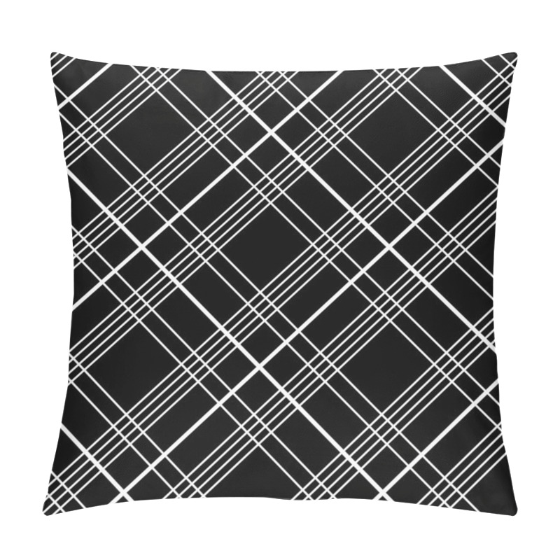 Personality  Plaid Fabric On A Black Background. Seamless Vector Pattern. Monochrome. Pillow Covers