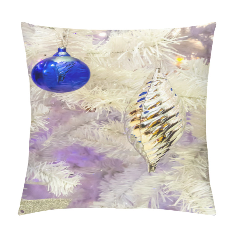 Personality  Christmas Ornaments On White Christmas Tree. Pillow Covers