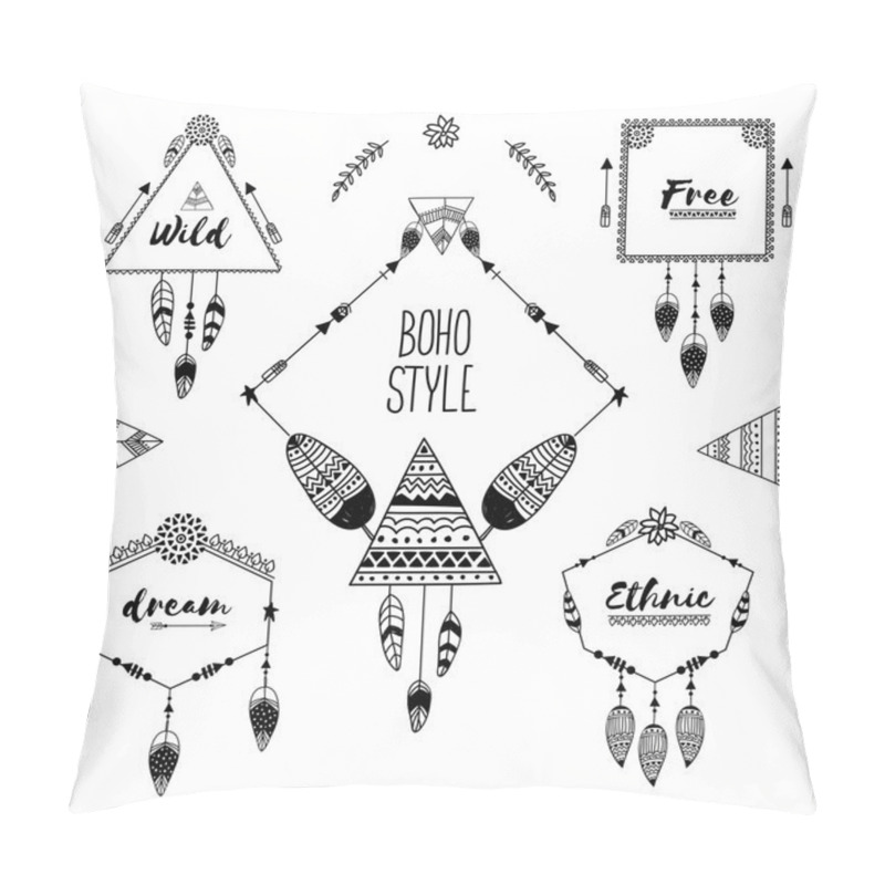 Personality  Set Of Boho Style Frames With Ethnic Elements. Pillow Covers