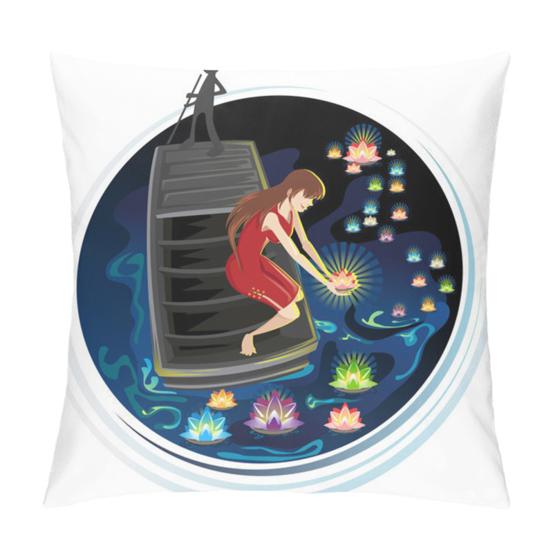 Personality  Spirit Festival Floating River Lanterns Pillow Covers