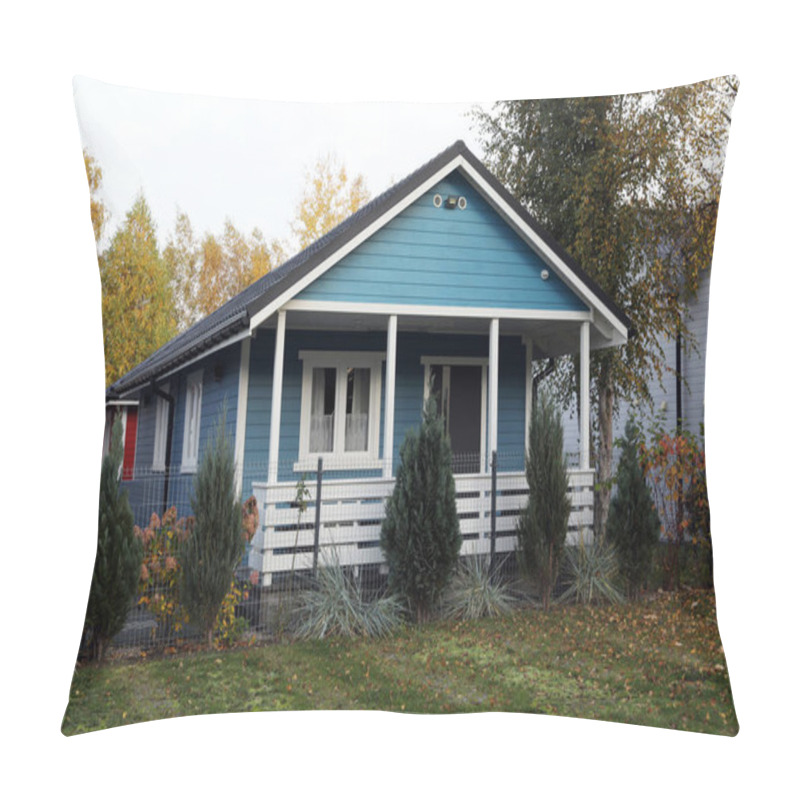 Personality  Beautiful Light Blue House Outdoors. Real Estate Pillow Covers