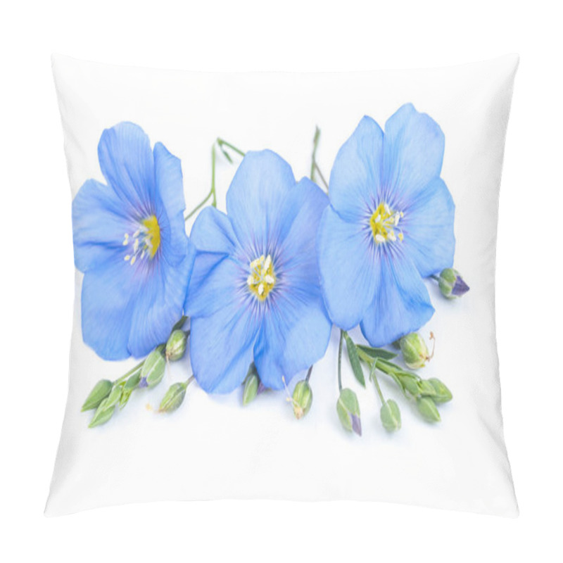 Personality  Flax Flowers With Seeds Close-up On White Background Pillow Covers