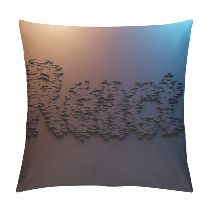 Personality  React Language. Programming Web Apps. Word React Of The Square Pixels On A Black Background. 3D Rendering Pillow Covers