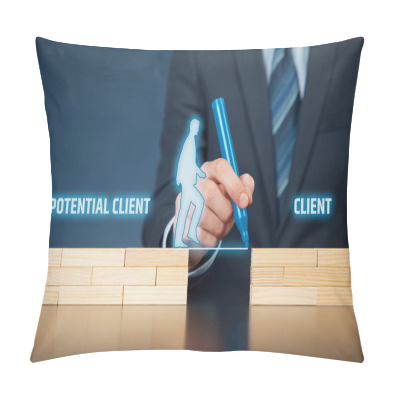 Personality  Businessman  Helps Potential Client Pillow Covers