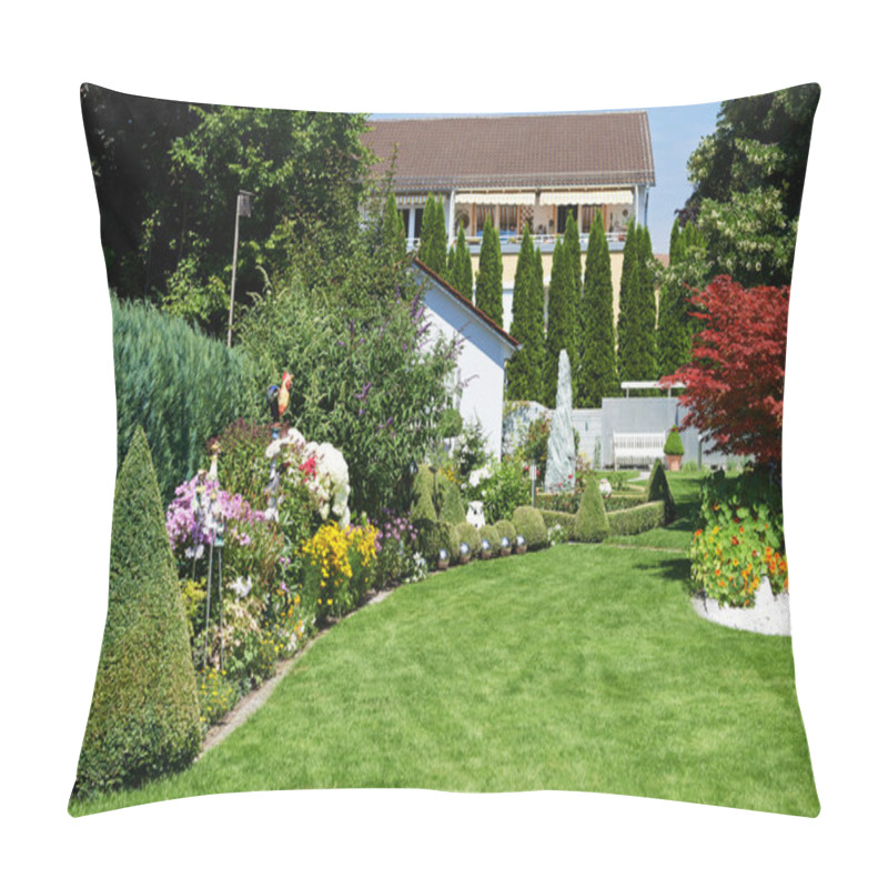 Personality  Landscape Design Of Garden With Grass And Flowers  Pillow Covers