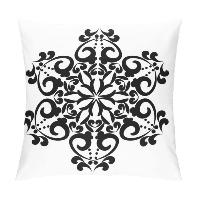 Personality  Floral Vector Mandala In Damask Style Black  Pillow Covers