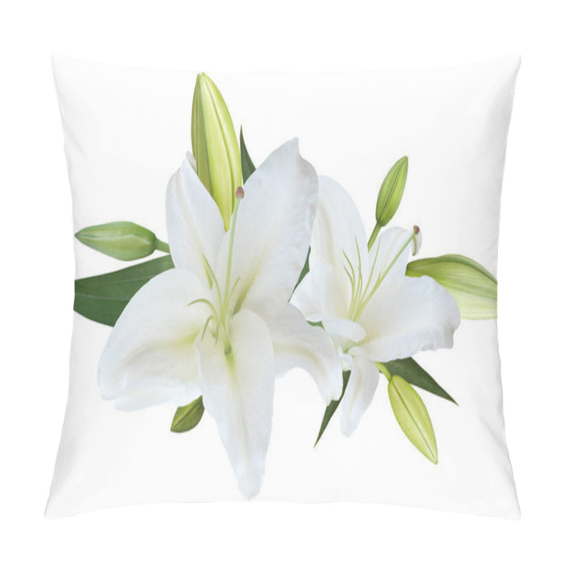 Personality  White Lily Flower Bouquet Isolated On White Background For Card And Decoration Pillow Covers