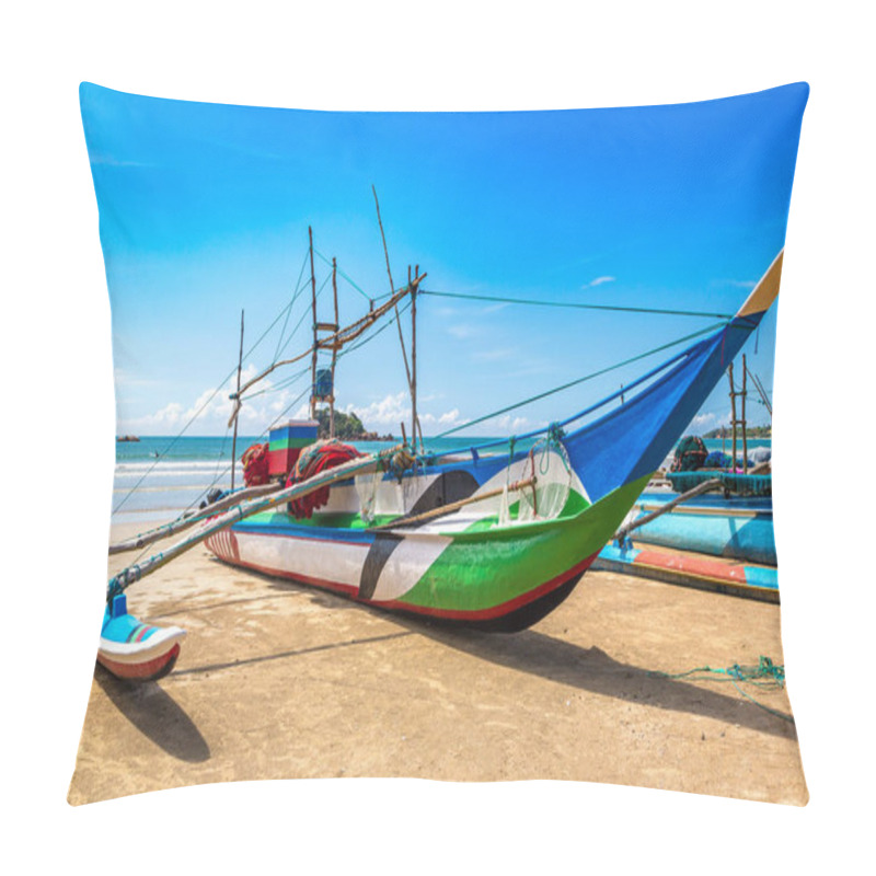 Personality  Fishing Boat  In Sri Lanka In A Summer Day Pillow Covers