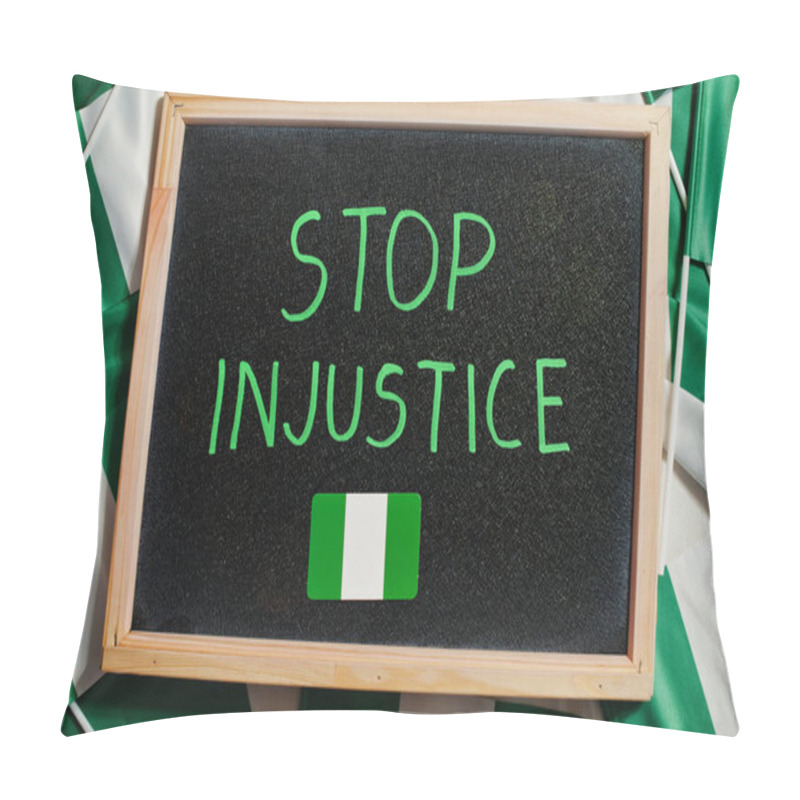 Personality  Stop Injustice. Inscription Of Nigerian Protest Slogan. Pillow Covers