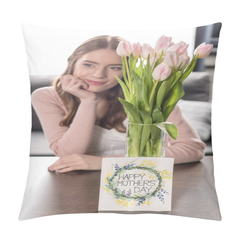 Personality  Woman With Fresh Flowers Pillow Covers