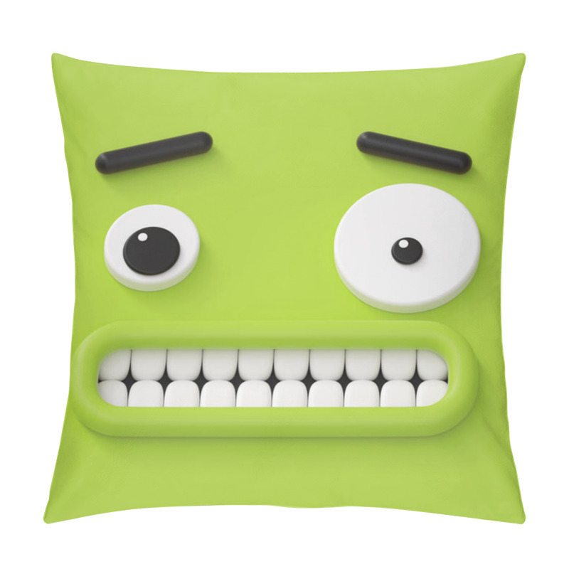 Personality  3d Render, Abstract Emotional Face Icon, Confused Character Illustration, Sick, Cute Cartoon Monster, Emoji, Emoticon, Toy Pillow Covers