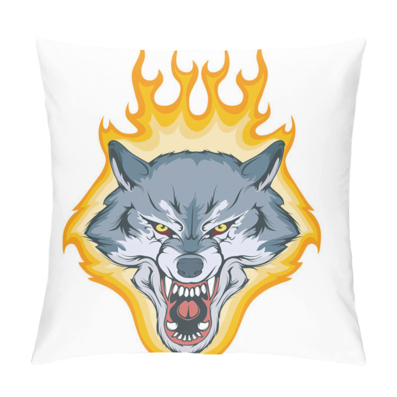 Personality  Wolf On Fire, Vector Graphic To Design Pillow Covers