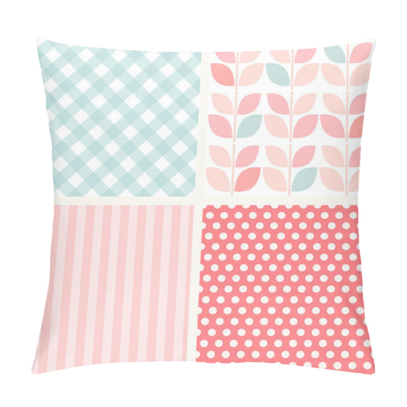 Personality  Set Of Four Cute Retro Seamless Backgrounds Pillow Covers