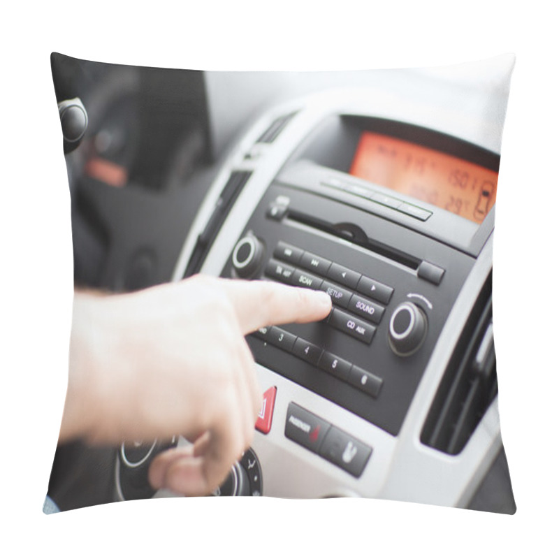 Personality  Man Using Car Audio Stereo System Pillow Covers