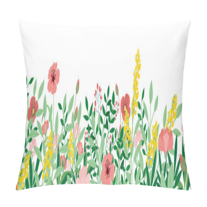 Personality  Wild Flowers, Spring Grass Seamless Pattern 3d Realistic Vector Pillow Covers