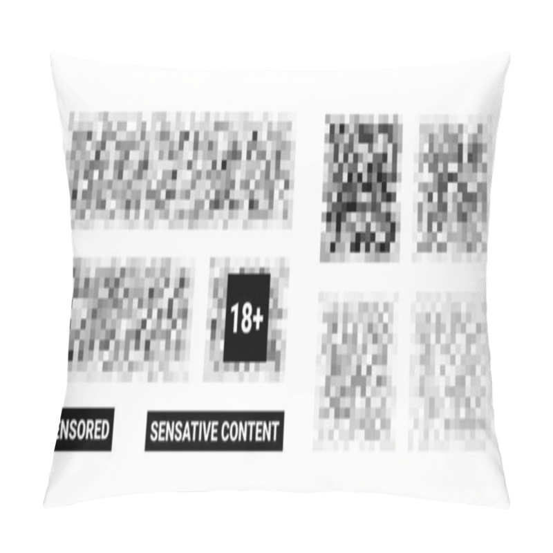 Personality  Censored Pixel Bar. Set Of Blured Grey Censorship Background. Vector Illustration For Photo, App Or Tv. Pillow Covers