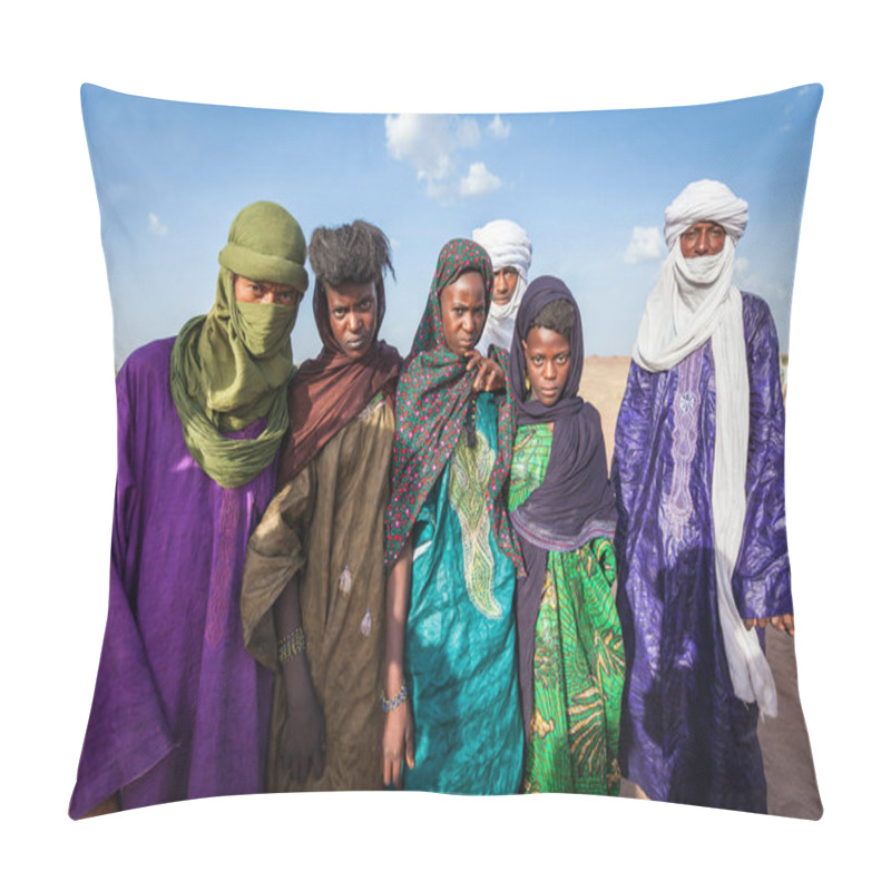 Personality  Fulani Bororo Tribe Women On Nomad Festival In Sahara Desert Pillow Covers