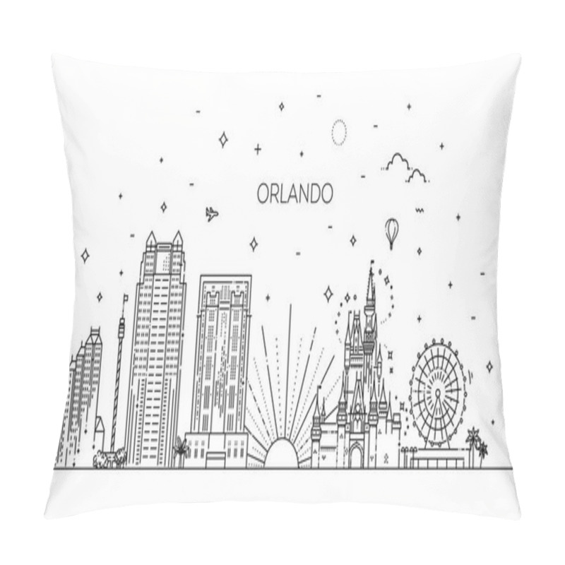 Personality  Florida. Linear Banner Of Orlando City Pillow Covers