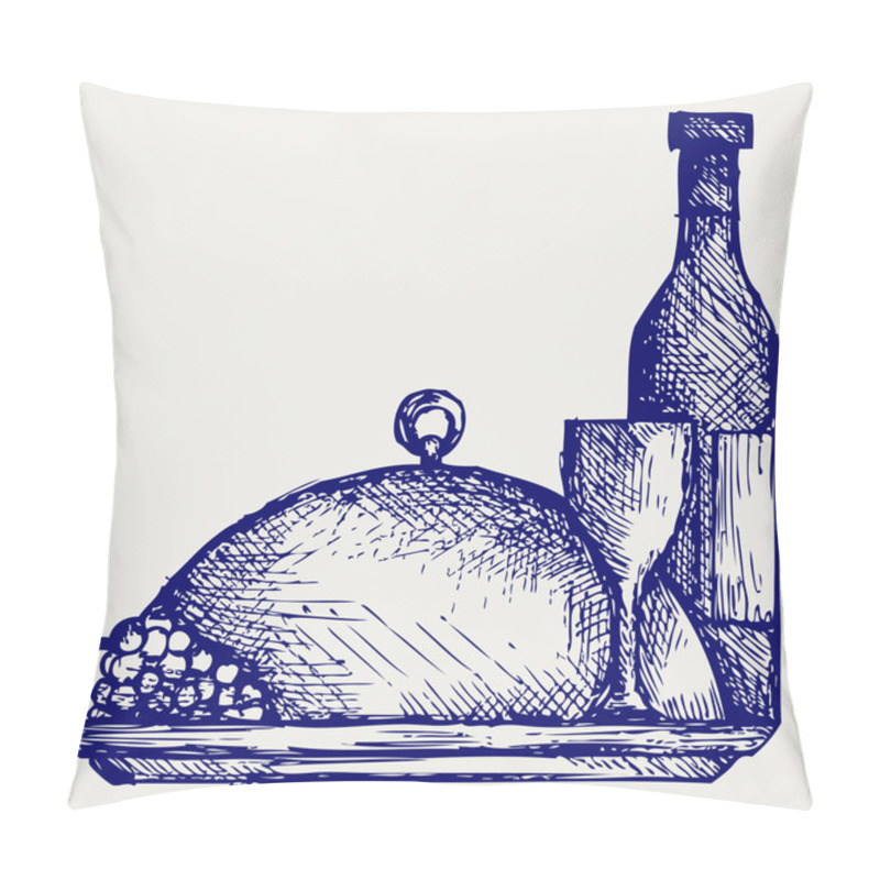 Personality  Grapes, Bottles And Glasses Of Wine On Round Tray Pillow Covers